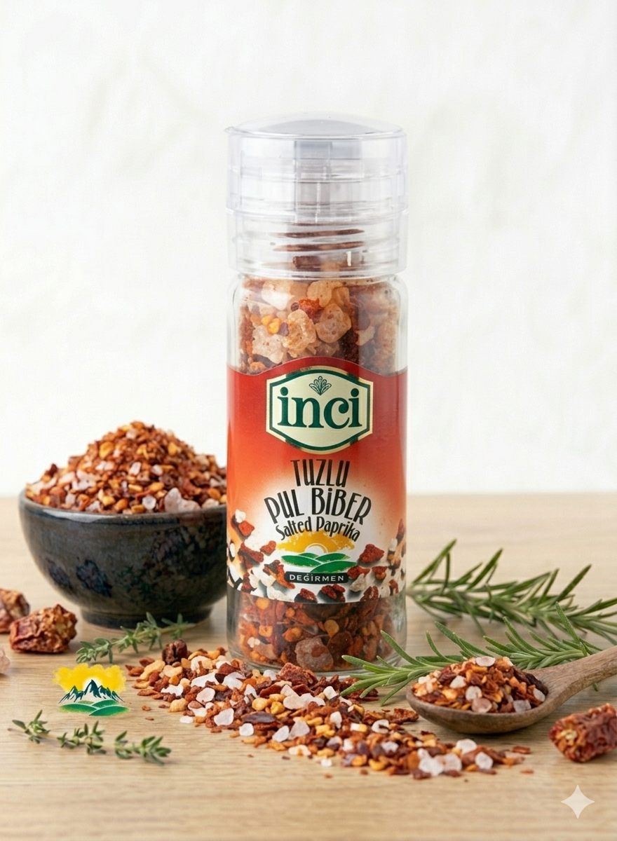 İnci Baharat - Değirmenli Tuzlu Pulbiber 60 gr.